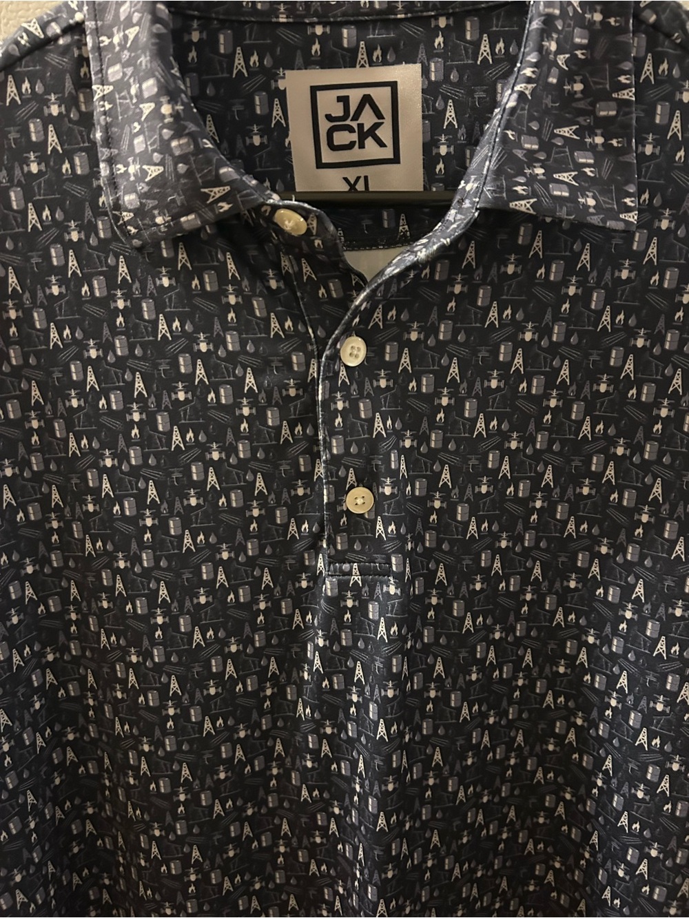 JACK Navy Patterned Men's Polo Shirt